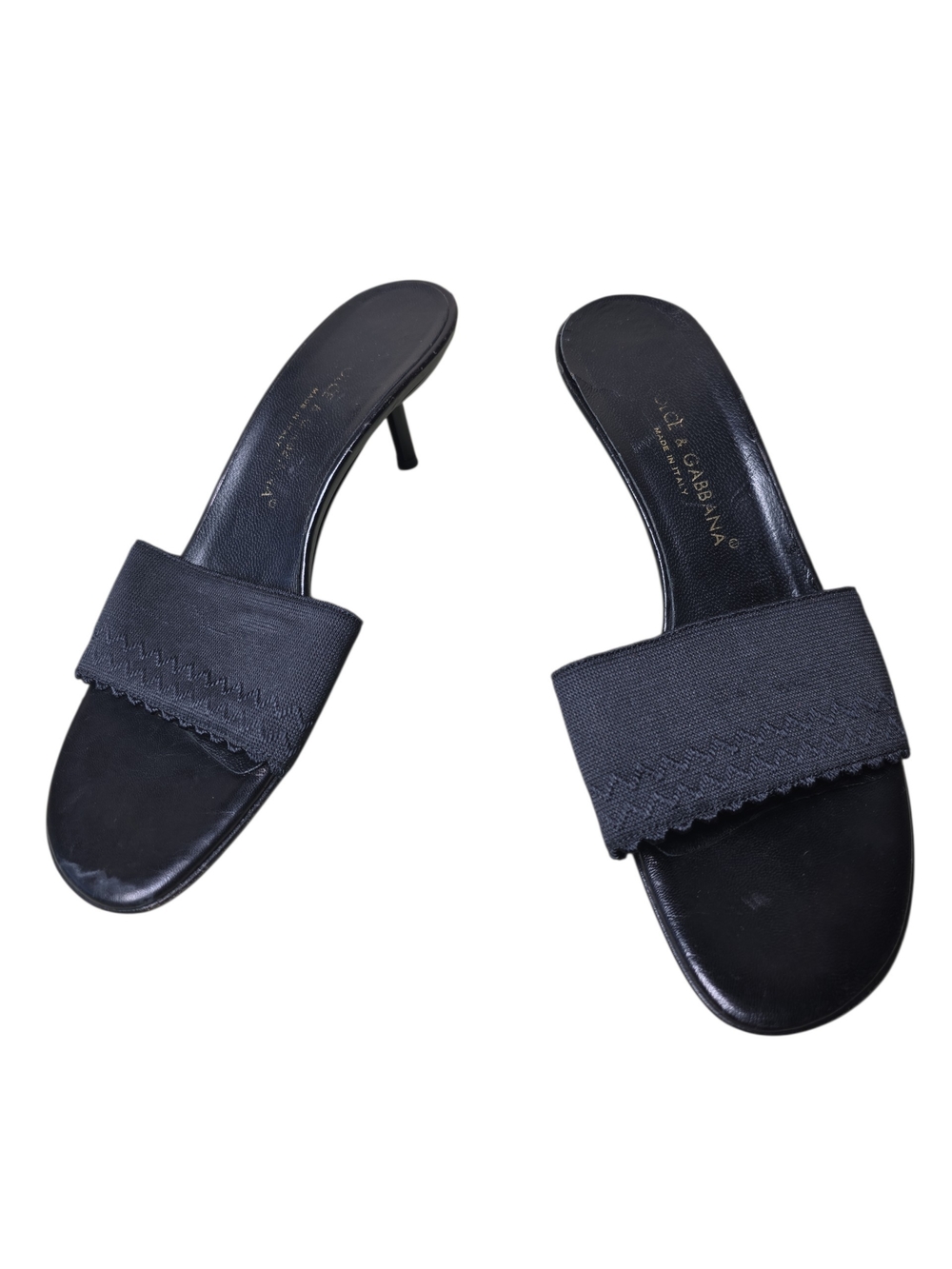 Dolce & Gabbana Black Textured Strap Slide Sandals